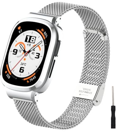 Kcdream Bracelet Compatible avec Honor Watch 4, Bracelet en Acier Inoxydable Tissé Remplacement pour Homme Femme pour Honor Watch 4
