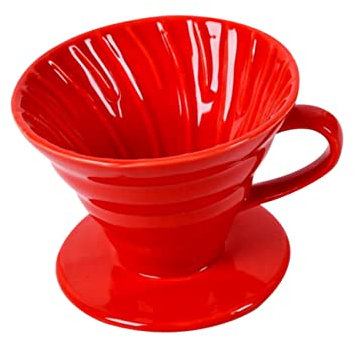 Uonlytech Keramik Kaffeefilter Rot Für Handgefertigter Kaffeetropfer Mit Langlebigem Rostfreiem Material Kreatives Design Für Zuhause Und Büro Spitz Zulaufende Ausgussform Für Präzises Eingi