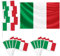 Lote de 16 banderas, 1 bandera grande 150x90 cm con ojales de latón, 15 banderas pequeñas de mano, decoración en eventos deportivos, fiestas(Italia)