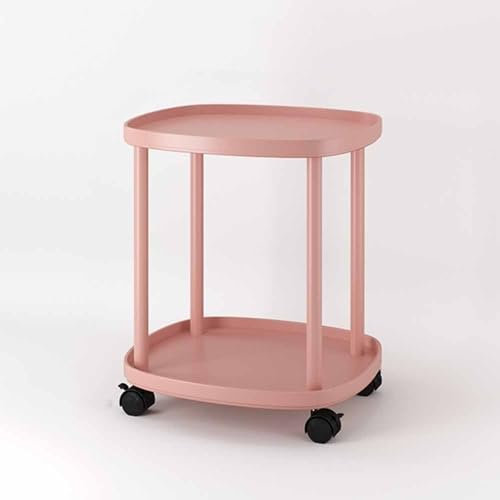 ZYBOWAYL Mesa Auxiliar Estilo Industrial, Mesa de Centro Rodante con Ruedas, 2 Niveles Mesilla Baja Decorativa con Bandeja de Almacenamiento, para Sala de Estar, Dormitorio, Sofá (Color : D)
