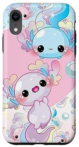 Niedliche Blaue und rosa Axolotl Kawaii Axolotls Hülle für iPhone XR
