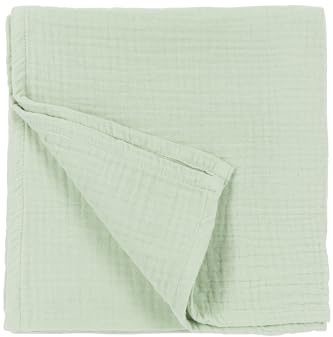 Meyco Home Uni Decke, pre-Washed Musselin (aus 100% vorgewaschener, hydrophiler Baumwolle, absorbiert Feuchtigkeit, atmungsaktives und weiches Material, Größe: 140 x 200 cm), Soft Green