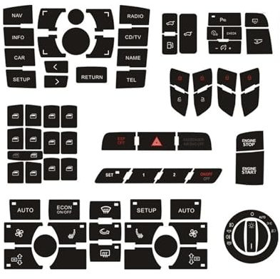BASPHHH Kompatibel mit Q7 4L 2003–2014, CD-Radio-Audio-Knopf-Reparatur-Aufkleber, Tuning-Zubehör, Nacharbeiten, kaputte Konsolentasten