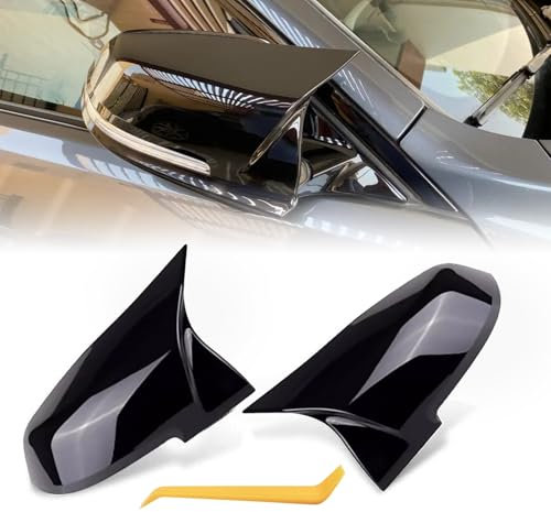 Sepzlly Auto Spiegelkappen Für BMW 1er F20 F21/2er F22 F23 F87/3er F30 F31 F34/4er F32 F33 F36/i3 I01/X1 E84 Rückspiegel Abdeckung ABS-Kunststoff Seitenspiegelgehäuse Schwarz Glänzend Trimmen 2 Stücke