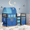 LLEZKBR Furniture Item-Kids Hochbett mit Tunnel blau 80x200 cm Massivholz Kiefer