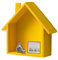 Curio , Schmuckregal, kleines Vitrine, toniesRegal, Holzregale, Holzhaus-förmiges Regalsystem, niedliches kleines Kinderzimmer, dekoratives , Dekoration, Hausrahmen, schwebende Regale