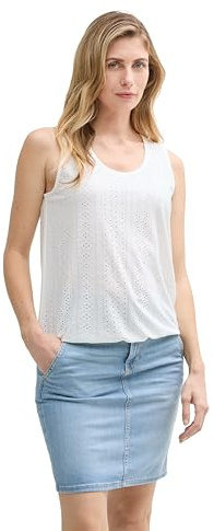 Tom Tailor Damen Ajour Top im Material-Mix