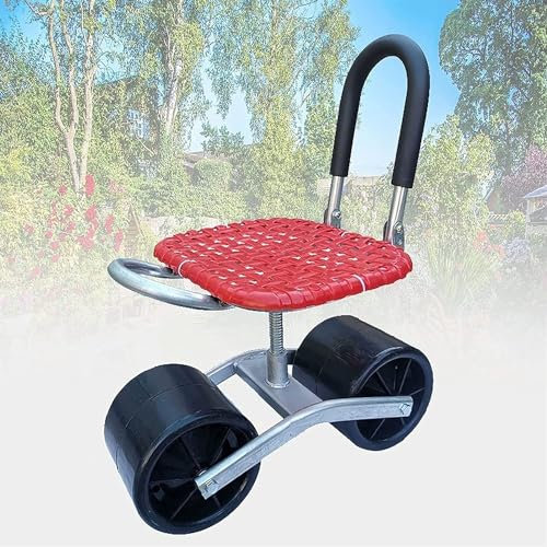 Garten-Rollwagen mit Sitz, Mehrzweck-Roller zum Pflanzen und Pflücken, Bauernhof, Outdoor-Hocker (rot)