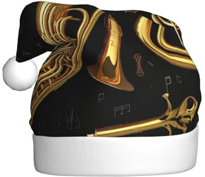 ZHONGSK Weihnachtsmütze mit Musikinstrumenten für Erwachsene – weicher Plüsch, personalisierte Weihnachtsmütze, klassische Feiertagsparty-Dekoration für Weihnachten und Neujahr