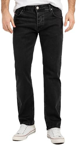 Lorenzo Loren Herren Jeans Regular Fit Stretch Jeans Männerhose Herrenjeans Denim Hosen Herrenhose Straight Cut Stonewashed LL-4007 Schwarz W29 L30