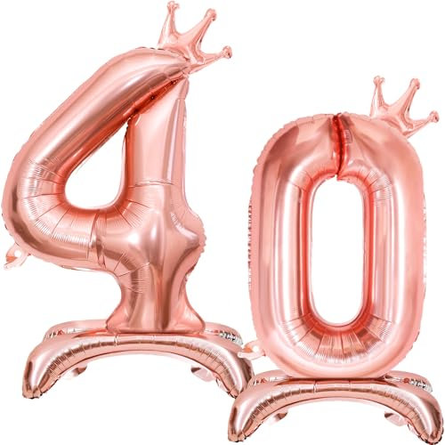 Palloncini Compleanno 40 Anni, Palloncino Numero 40 Oro Rosa 32/81cm Palloncini in Piedi Decorazioni Compleanno 40 Anni Donna