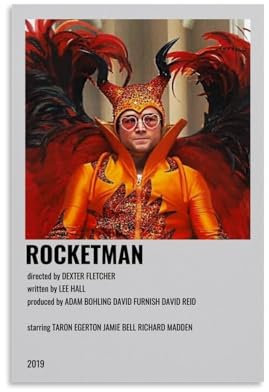 MTILNCFHW Biographisches Musikdrama Rocketman, Vintage-Filmposter für Schlafzimmer, Leinwand, Wandkunst, ästhetisch, dekorativ, 30 x 45 cm, ungerahmter Stil