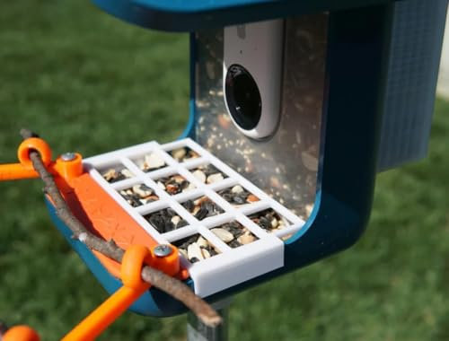 SplashNColor Feeding Tray Compatible with BirdBuddy – Outdoor Bird Perch for Feeding Multiple Birds - Bird Buddy Accessories - Durable, Weatherproof Feeders for Outdoors – White (V2)