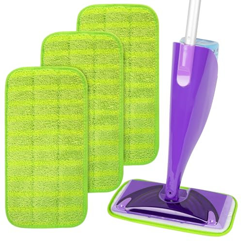 AmaVins Lot de 3 serpillères réutilisables pour balai Swiffer WetJet, recharges de tampons à jet humide, 30,5 cm, lavables en microfibre, jusqu'à plus de 100 pour le nettoyage du sol, utilisation