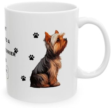 Personalised Yorkshire Terrier Coffee Mug, White Ceramic, Dog Lover Gift with Paw Print Design, 11 oz, My Heart Belongs to