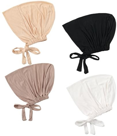 4 Stück Hijab Kopftuch,Islamische Muslimische Frauen Abaya Damen Turban Undercap Geschenke Set,Sommer MäDchen Christian Islam Muslim Gebetskleidung Kopfbedeckung für Women Chemo KopftüCher Mütze