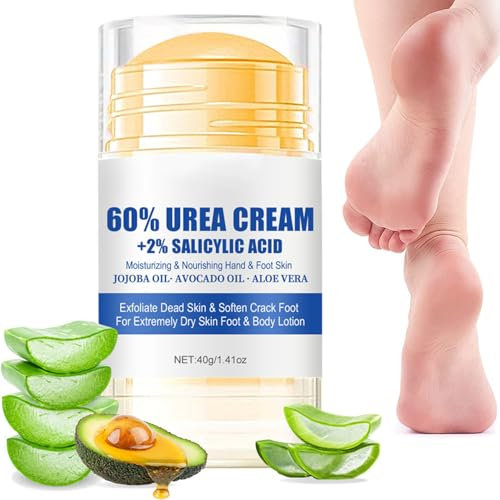 Urea Creme 60% mit 2% Salicylsäure, Urea Balsam Fusscreme Feuchtigkeit & Reparatur für sehr trockene, rissige Haut an Ellenbogen, Knie, Füßen & Händen (1 Pcs, 1)