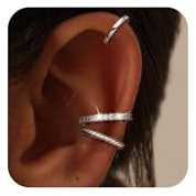 Tewiky Ear Cuffs Ohrclips Set für Damen,14K Gold/Silber fake piercing | 14k Vergoldete Knorpel Ohrclips Mit Zirkonia, Hautfreundlich Ohne Piercing, Ideal FüR Alltag & Geschenk für Frauen