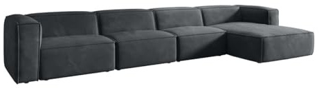 Luxusbetten24 Designer Sofa Comfy L Maxi in Samt Grau Rechts