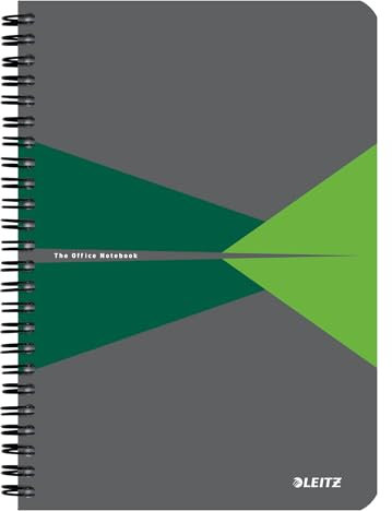 Leitz Office Collegeblock A5 liniert, Notizbuch mit Spiralbindung, 360 Grad Öffnung, PP-Einband, 180 Seiten / 90 Blatt FSC-zertifiziertes Papier (80 g/m²), für Büro & Schule, Grün, 44991055