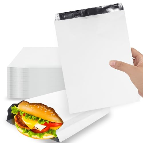 Seuqhck 200 Pack Sandwich Wrappers, 10 Inch Aluminum Insulated Hot Dog Wrap Pouch, 4lb Foil Hamburgers Bags for Breakfast, Lunch, Food Truck, Burritos, BBQ, Fast Food, Serving, Grease Resistance