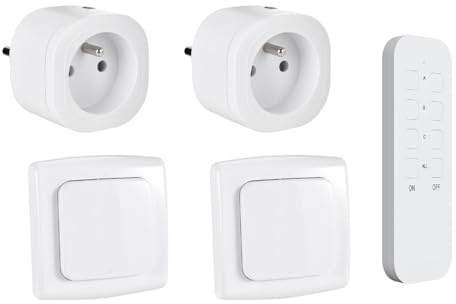 KYF Kit Domotique WiFi, Prise Connectée 3680W + Interrupteur Sans Fil + Télécommande RF, Compatible Tuya/Smart Life, Programmable, Usage Intérieur