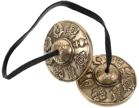 WINOMO Messing Meditations Tingsha Zimbeln mit Fein Gearbeiteten Tibetischen Designs Langlebig und Exzellenter Klang für Musikalische Aufführungen und Entspannung Zufälliger Stil