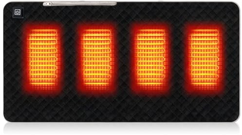 GAOUTO Beheizbare Sitzkissen, Usb Sitzkissen Beheizbar, 45 x 90 cm Ultraweich Heizkissen Bürostuhl mit 3 Heizstufen, Tragebar USB 5V Beheiztes Kissen für Bürostühle, Zuhause, Camping (Schwarz)