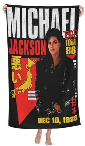 KFCUGWVKJ King Jackson Singer Michael Bedruckte Saugfähige Baddecke Flauschiges Hautfreundliches Handtuch Weiche Flauschige Baddecke Schwarz 80 x 130 cm