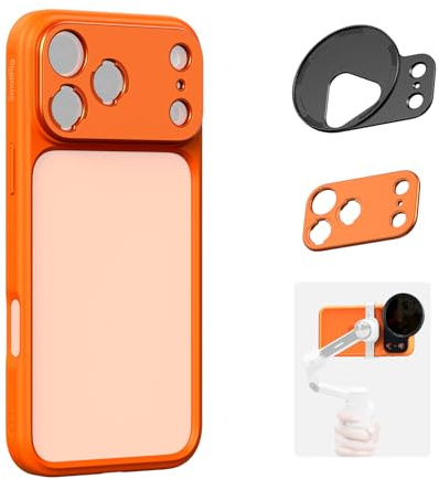 SMALLRIG FilMov Bumper Phone Case for iPhone 17 Pro Max, Hollow Back Design with Lens Backplate, 67mm Filter Adapter Compatible with Phone Gimbal Stabilizers, for DJI for Insta360, Orange - 5795