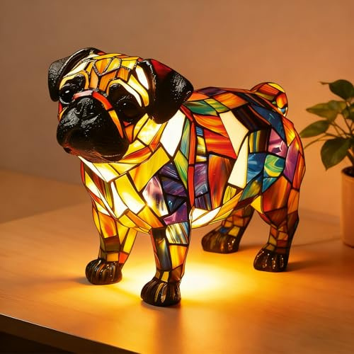 GAROMIA Französische Bulldogge LED Ambientelampe, Niedliche Vintage-Tischlampe, Haustier Dekolampe 3D Tischlampe Wohndekor füt Schlafzimmerbeleuchtung für Katzen & Hundeliebhaber