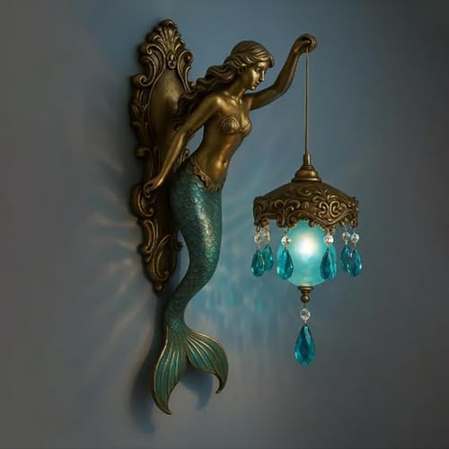 Mermaid Wall Lamp, Drachen Vintage Wandlampe, Meerjungfrau-Wandlampe und Dragon-Wandlampe, für Schlafzimmer, Wohnzimmer, Badezimmer, Retro, Galerie, Flur, Strandhaus (#A)