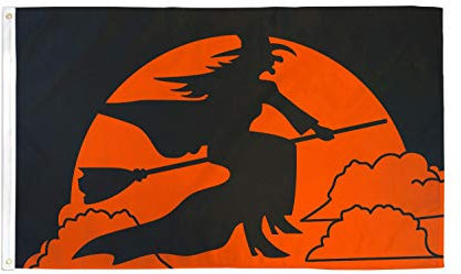 AZ FLAG - Bandera Halloween Con Bruja - 150x90 cm - Bandera Noche De Brujas 100% Poliéster Con Ojales de Metal integrados - 110g - Colores Vivos Y Resistente A La Decoloración