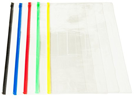 Pack of 12 A4 Black Zip Zippy Bags - Document Clear Plastic Transparent Storage Wallet