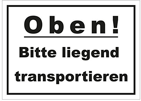 Aufkleber Oben! Bitte liegend transportieren 148 x 105 mm 500 Stk. weiß/schwarz Haftpapier Paketaufkleber Versandaufkleber