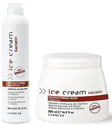 Inebrya Ice Cream Queratina Champú (300ml) & Máscara (500ml) Set