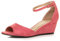 Womens Ladies Low mid Wedge Heel Ankle Strap Casual Evening Sandals, 8 UK, Coral Suede