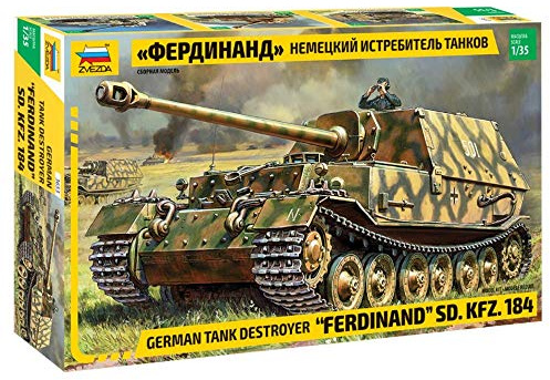 ZVEZDA 500783653 - 1:35 Sd. Kfz.184 Ferdinand Tiger, Modellbau, Bausatz, Standmodellbau, Hobby, Basteln, Plastikbausatz, Unlackiert