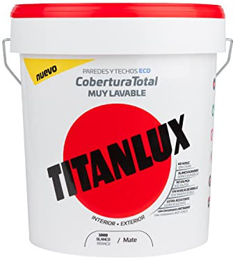 Titanlux Cobertura Total pintura para paredes Blanco, 4 l (Paquete de 1) - bidón