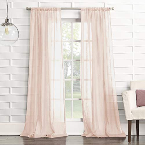 No. 918 Tayla Panneau de Rideau Semi-Transparent à Texture écrasée avec Passe-Tringle, 127 x 213,4 cm, Rose pâle