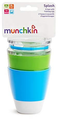 Munchkin Splash Cups & Trainer Lids, 7oz (Green/Blue)