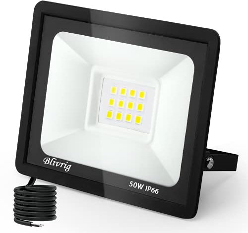 Blivrig 10W 20W 30W 50W 100W 300W 500W led strahler Außenstrahler Flutlicht,Superhell LED Fluter IP66 Wasserdicht LED Fluter, für Garten, Innenhöfe, Garage, Hotel, Sportplatz (Kühles Weiß, 50w)