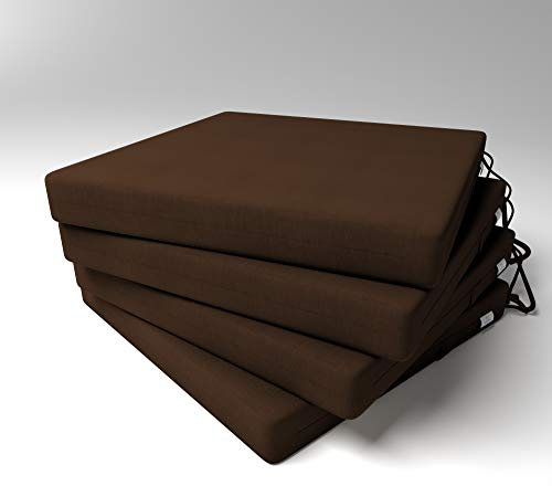 Market-Alley Stuhlkissen Sitzkissen mit Bänder für Gartenstuhl, Küche oder Esszimmerstuhl Stuhlauflage (112 Braun 40x40x4cm - 4er Set)