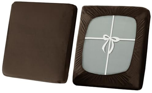 SYLC Sofa Sitzkissenbezug, Stretch Sitzkissenbezug rutschfest Mit Krawatten, Samt Überzüge Für Wohnwagen Polster Sitzbezüge Für Sofa(Dark Brown,Großer 1-Sitzer)