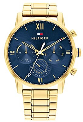 Tommy Hilfiger Multi Zifferblatt Quarz Uhr für Herren mit Goldfarben Edelstahlarmband - 1791880