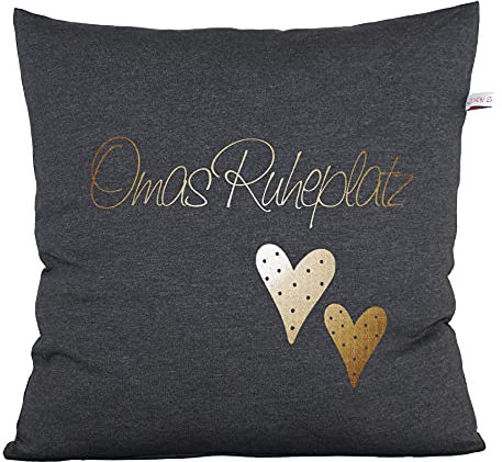 Mädchen sucht Kleid Kissen mit Reißverschluss für Oma, Omas Ruheplatz, Geschenk für Oma, Uroma, Großmutter (grau) (anthrazit)