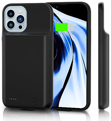 HUOBAO Battery Case for iPhone 13/13 Pro (6.1 Inch), 6000mAh Ultra Slim Portable Rechargeable Charging Case & Extended Charger for iPhone iPhone 13/13 Pro,360° Protection Black