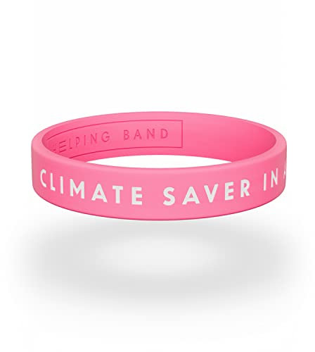 Helping Band - Silikon Armband - Climate Saver in Action I Größe L/XL I Farbe Pink - Unterstütze WWF-Projekte - Silikonarmband für Herren und Damen - Gummi Armbänder