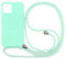 PuYu Zhe Compatible for iPhone 13 Case,Silicone Crossbody Cover TPU Shell Adjustable Cord Lanyard Slim Stylish Shockproof Case-Mint Green