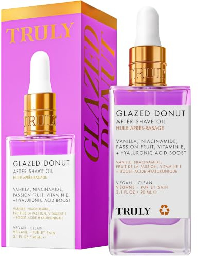 Truly Glasiertes DonutRasieröl – RasiererBehandlung für Frauen, AfterShave Öl für Frauen und eingewachsene Haarbehandlung für BikiniBereich. Nach der Rasur für Frauen und RasiererBumpBehandlung
